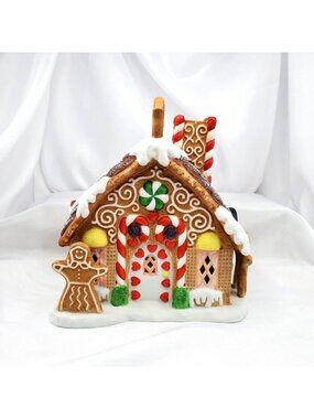 PartyLite P7304 Gingerbread House Tealight Candle Holder Christmas Decor